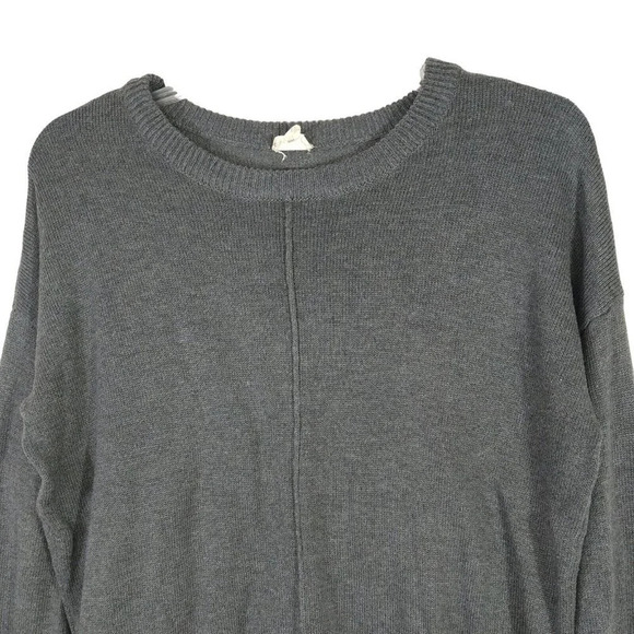 Hem and Thread Sweater Women Size M Grey Long Sleeve Stripe Contract - Picture 2 of 7